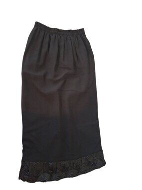 Hosanna Design Black Slip Skirt Medium Floral Hem Cottagecore Boho Modest